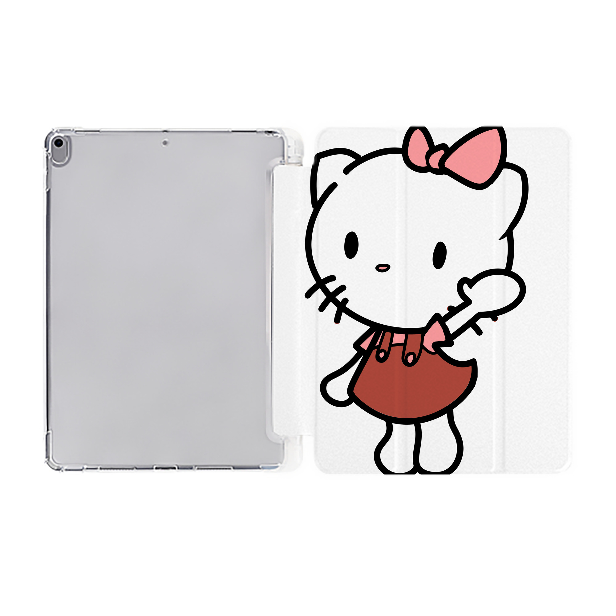（画像用） Hello Kitty ハローキティ IPad ケース ペン収納付き 三つ折りスタンド PUレザー×シリコン 対応機種9.5/10.5/10.9インチ